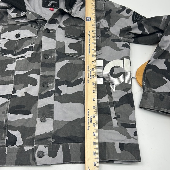 ECKO UNLTD HOODIE JACKET CANVAS CAMO PRINT MENS SIZE MEDIUM GRAY BLACK - Picture 6 of 10